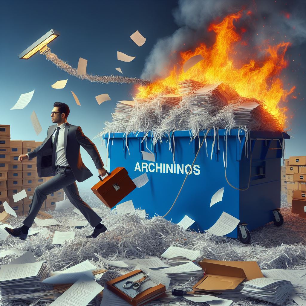 destruction sécurisée des archives, opération d'incinération de documents.