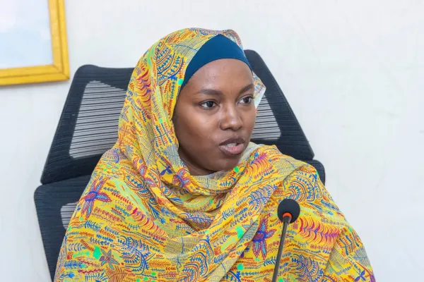 Fatima Goukouni Weddeye ministre des Transports, de l’Aviation civile et de la Météorologie nationale parlant de la dématérialisation des services de transport au Tchad 